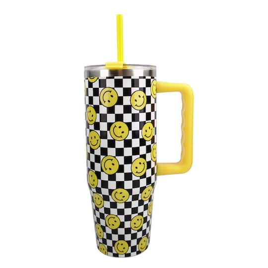 30oz. Smiley Check Stainless Steel Insulated Tumbler by Celebrate It™